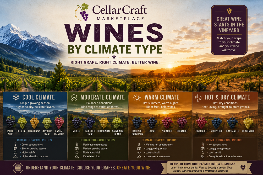Wines by climate type guide — choosing the right wine grapes based on your regional growing conditions
