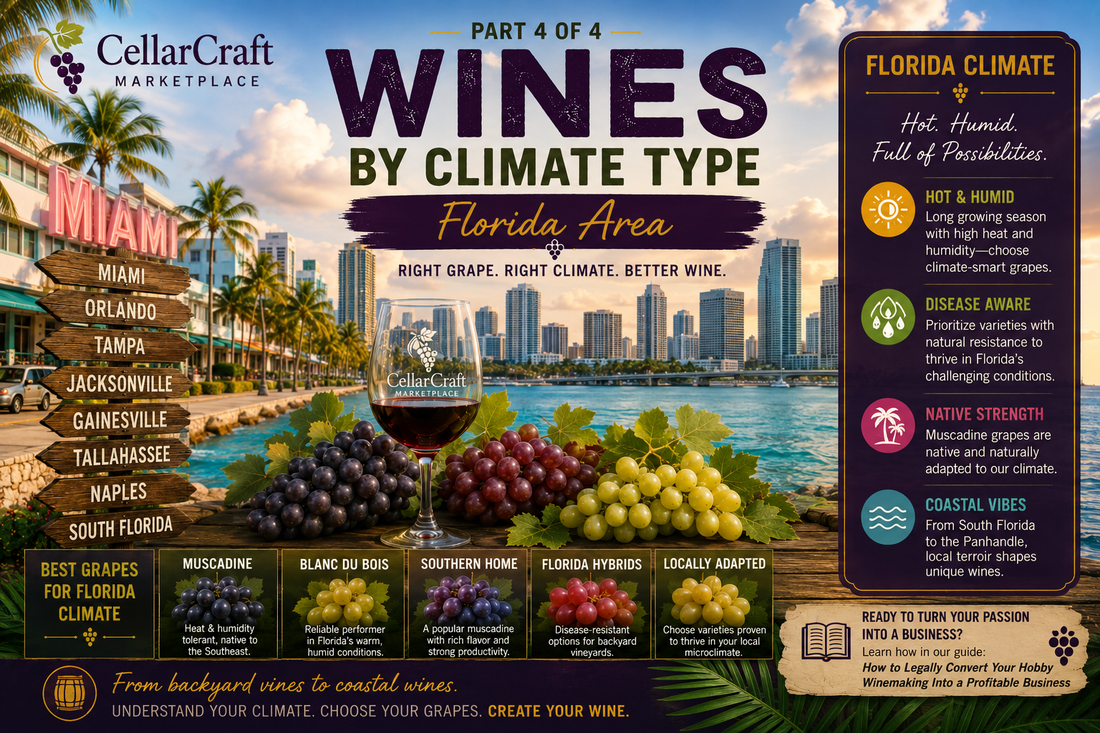 Wine grapes for Florida's climate — heat-tolerant and muscadine varieties for home vineyards in the South