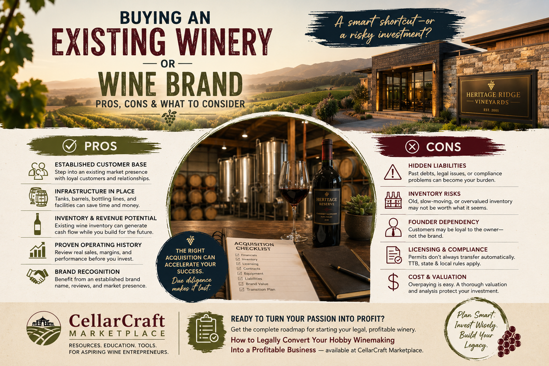 Evaluating the purchase of an existing winery or wine brand