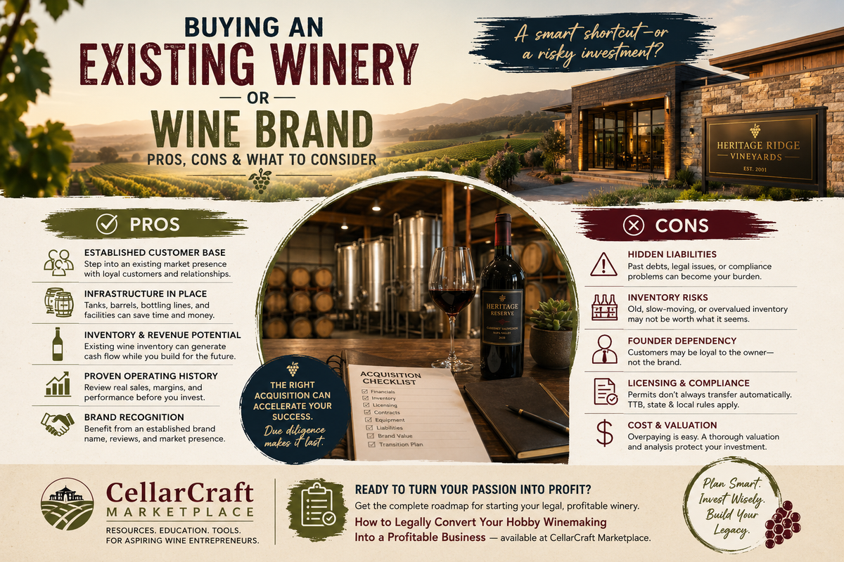 Evaluating the purchase of an existing winery or wine brand