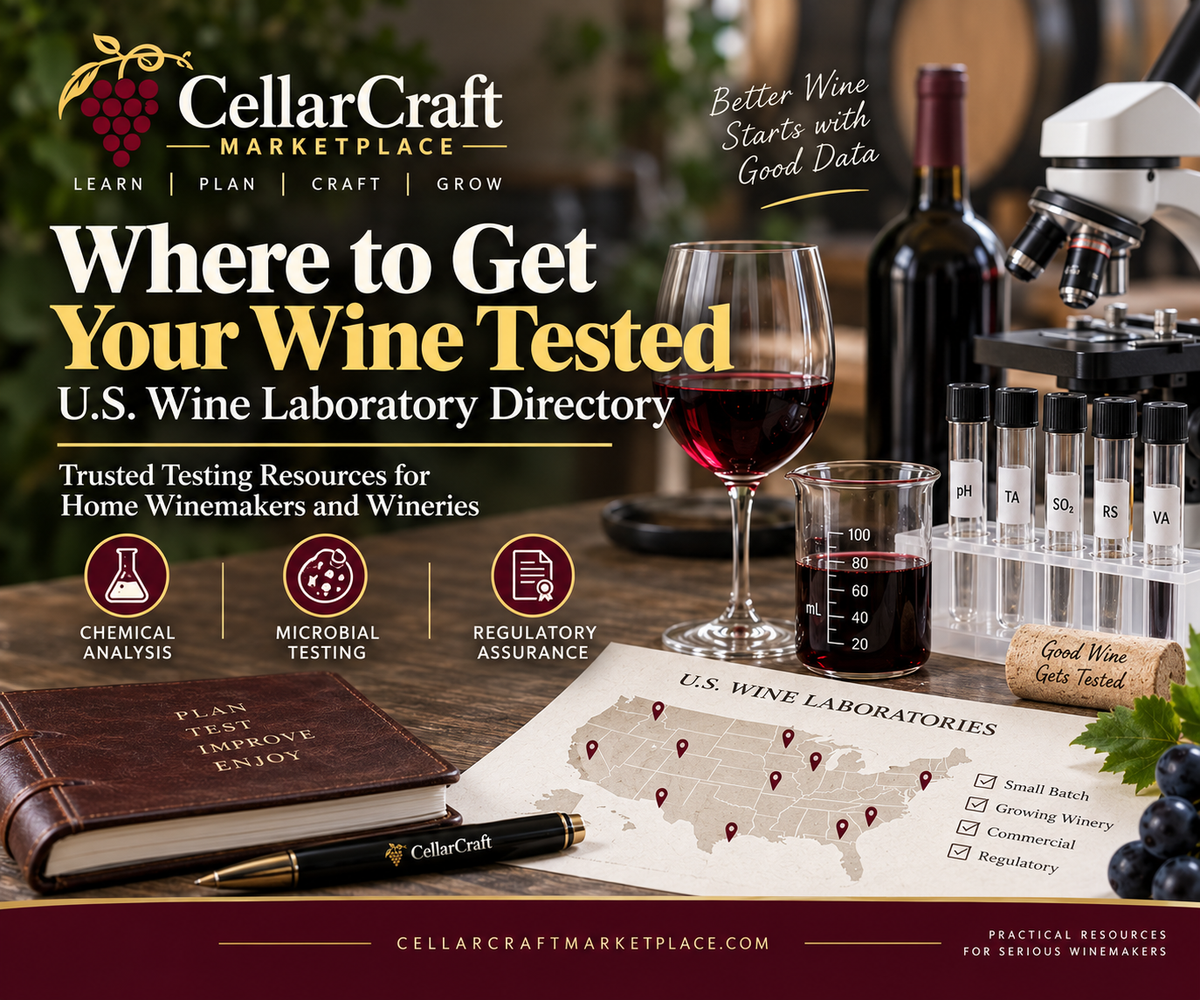 U.S. wine testing laboratory directory showing wine analysis equipment for microbial contamination testing and pre-bottling wine testing