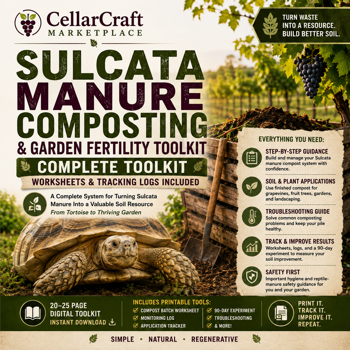 Sulcata Manure Composting & Garden Fertility Toolkit | Complete Backyard Compost System
