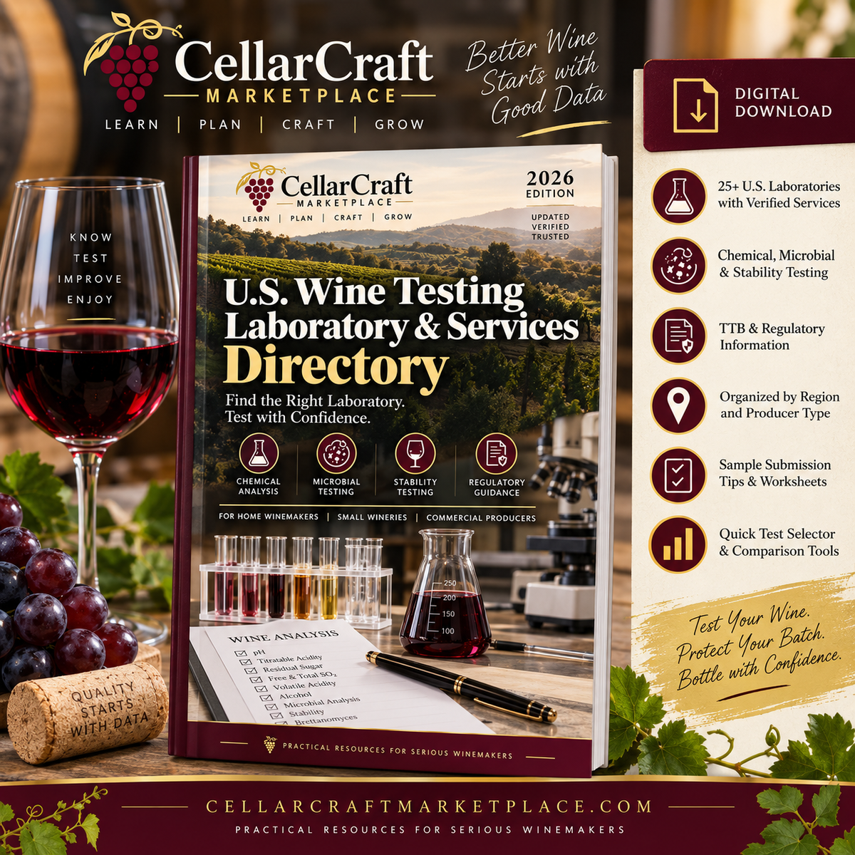 U.S. Wine Testing Laboratory Directory 2026 | Wine Analysis, Microbial & Regulatory Testing Guide